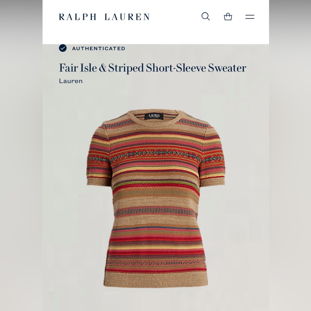 NWT Ralph Lauren Fair Isle & Stripes Short Sleeve Sweater